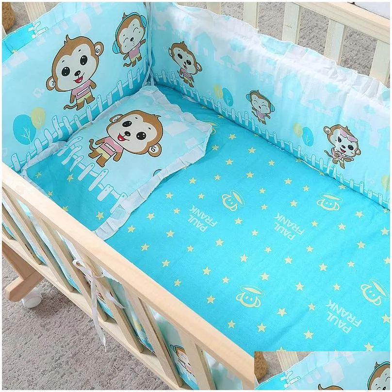 Bed Rails 5pcs Baby Bedding Set born Pure Cotton Circumference Mattress Pillow Kit Infant Cartoon Pattern Crib Surround Cot Fence