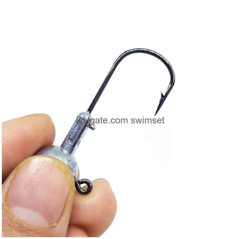 20-50Pcs Jig Head Fishing Hook 1.5G-20G Carp Jigging Unpainted Lead Jighead Fishhooks High Carbon Drop Delivery Dhi4E