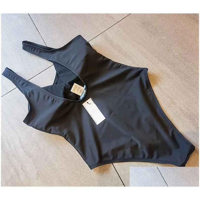 Women One-piece Swimwear With Pads Bikini Set Push Up Shoulder Strap Letters Swimsuits Bathing Suit Swimming Suit Black Fashion 24SS