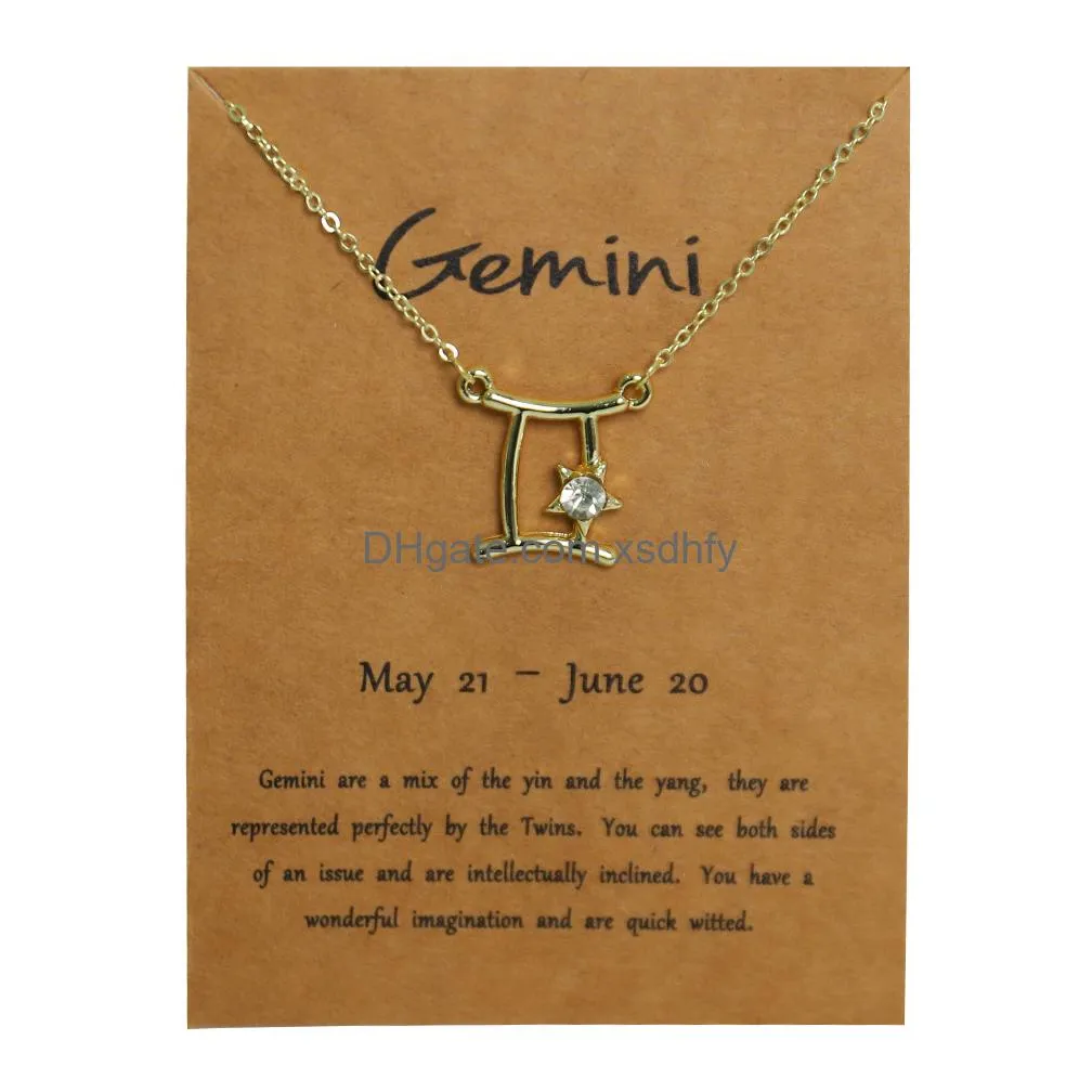 Pendant Necklaces Ins Style Minimalist Accessory Design Sense 12 Constellation Zodiac Sign Necklace Horoscope Jewelry Galaxy Libra Ast Otnz1
