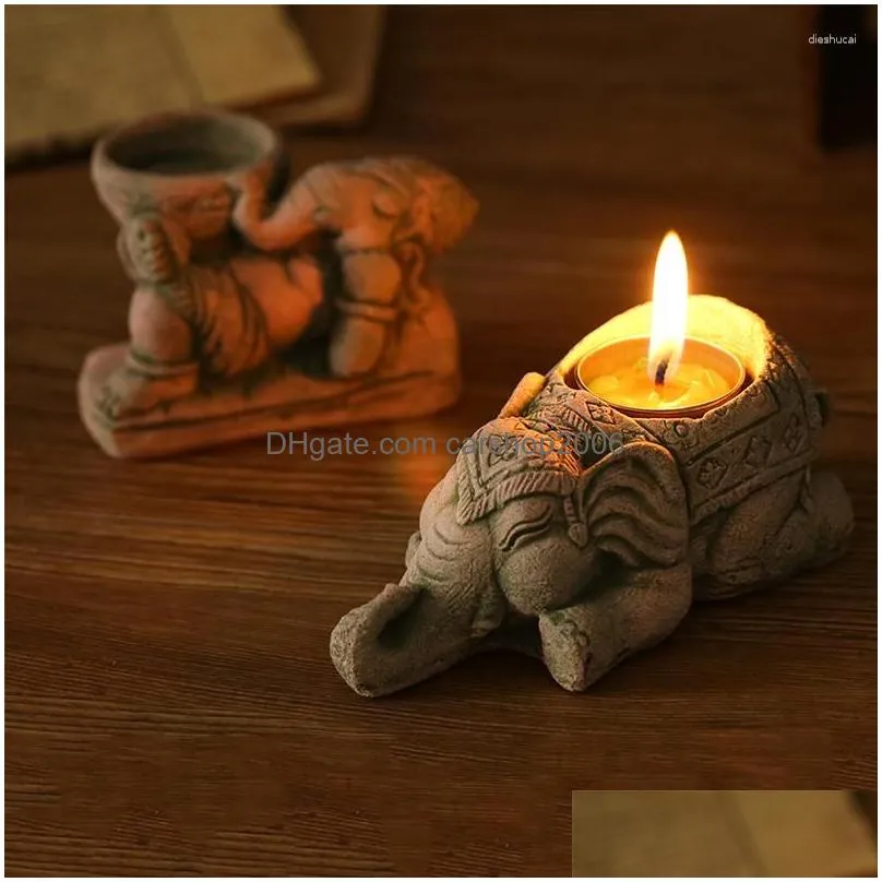 candle holders whyou southeast asia sand carving craft thailand handmade elephant candlestick creative home desktop decorations