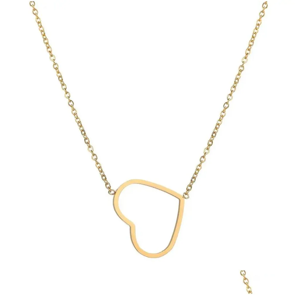 Fashion Female Heart Pendants 14k Yellow Gold Chokers Necklaces for Women Jewelry Neckless Birthday Gifts