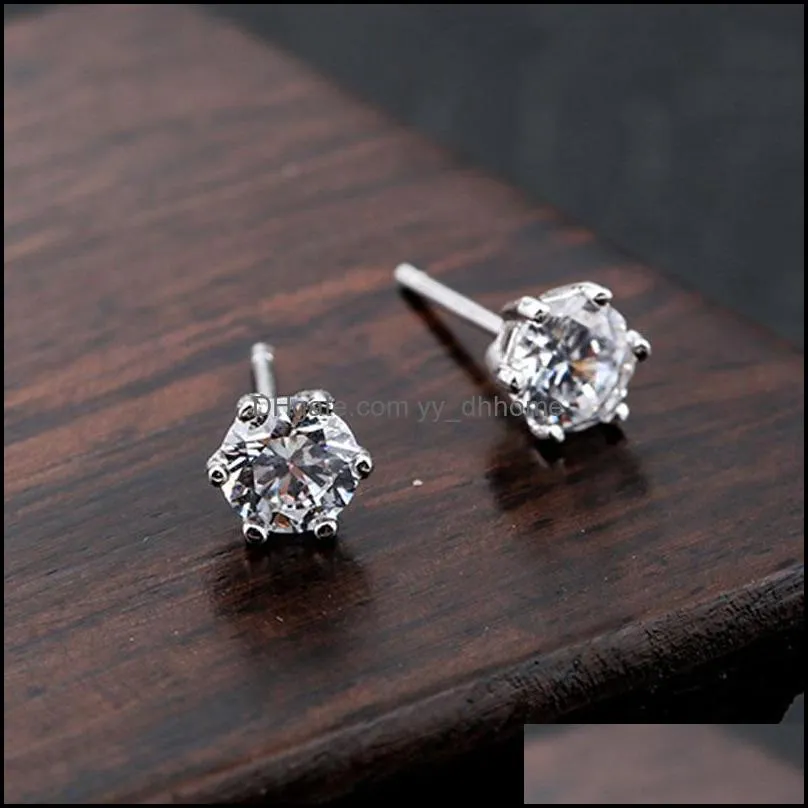 Jewelry Settings 6 Claws Zircon Stud Earrings 925 Sterling Sier Earring Diy For Women4 Sizes Girl Gift Pair/Lot Drop Deliver Dhgarden Dhfea