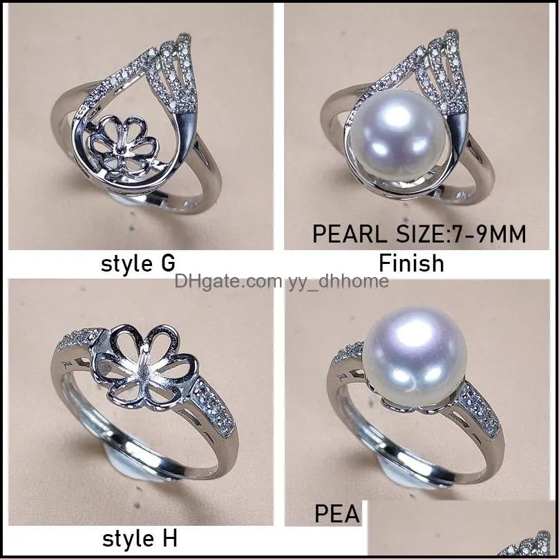 Jewelry Settings Pearl Rings Accessories Zircon Ring 925 Sier For Women Girl Adjustable Blank Need Diy Gift Drop Delivery Dhgarden Dhijk