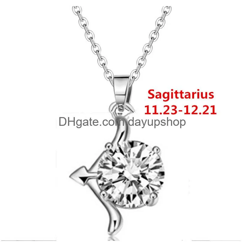 Pendant Necklaces 12 Constellation Zodiac Sign Necklace Horoscope Zircon Stainless Steel Jewelry Galaxy Libra Astrology Gift With Reta Dhs03