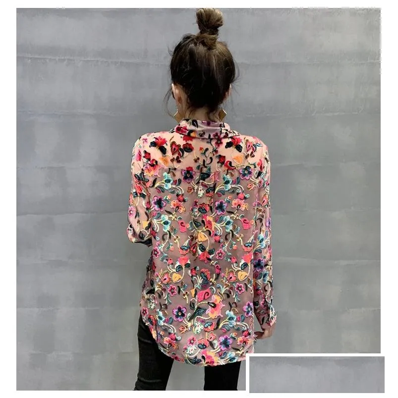 Women`S Blouses & Shirts Spring Autumn Loose European Clothes Fashion Microfiber Blouse Women Button Cardigan Shirt Tops Ropa Mujer T Dhb7Z