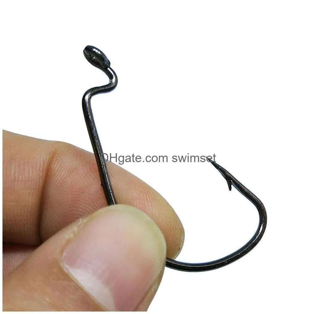 50Pcs/100Pcs Mustad Offset Hook Fishing Kit Dedicated Crank Soft Bait Jig Fishhook Worm Hooks With Z Bend Carp Tackle Drop Delivery Dhbzd