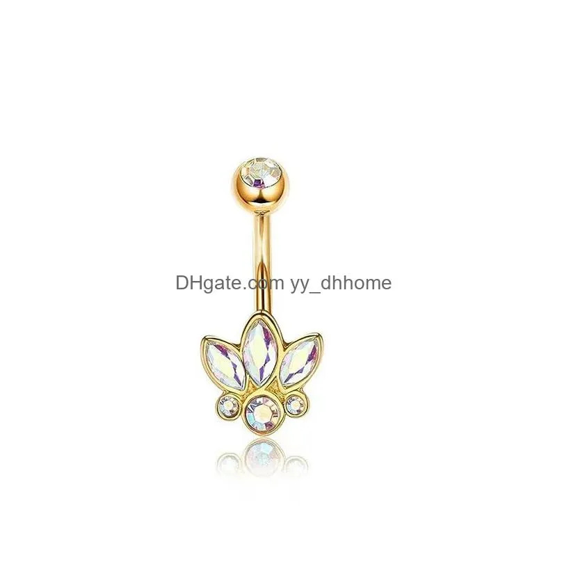 navel bell button rings for body stainless steel women dangle  butterfly love heart piercing belly crystal rings gold silver