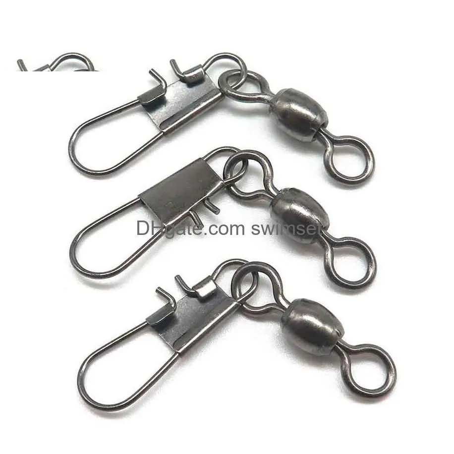 200Pcs/Lot Fishing Swivels Crane Swivel With Interlock Snap Stainless Bass Carp Tackle Freshwater Flyfishing Lure Connector Drop Deli Dhsxf