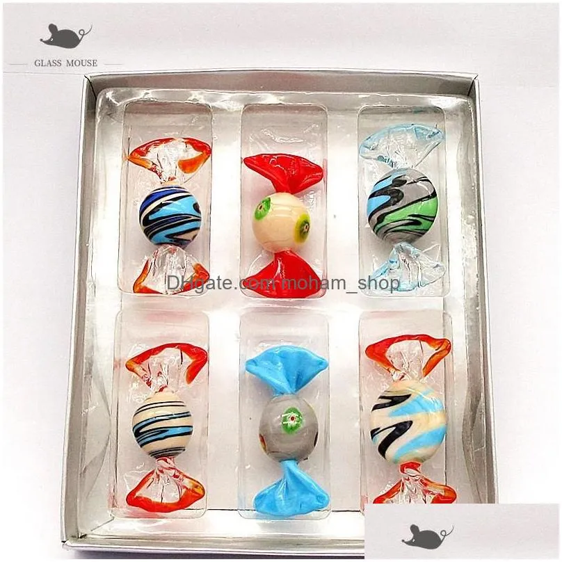 decorative objects figurines vintage handmade murano glass sweets crafts black and white mixed candy christmas decoration diy or275p