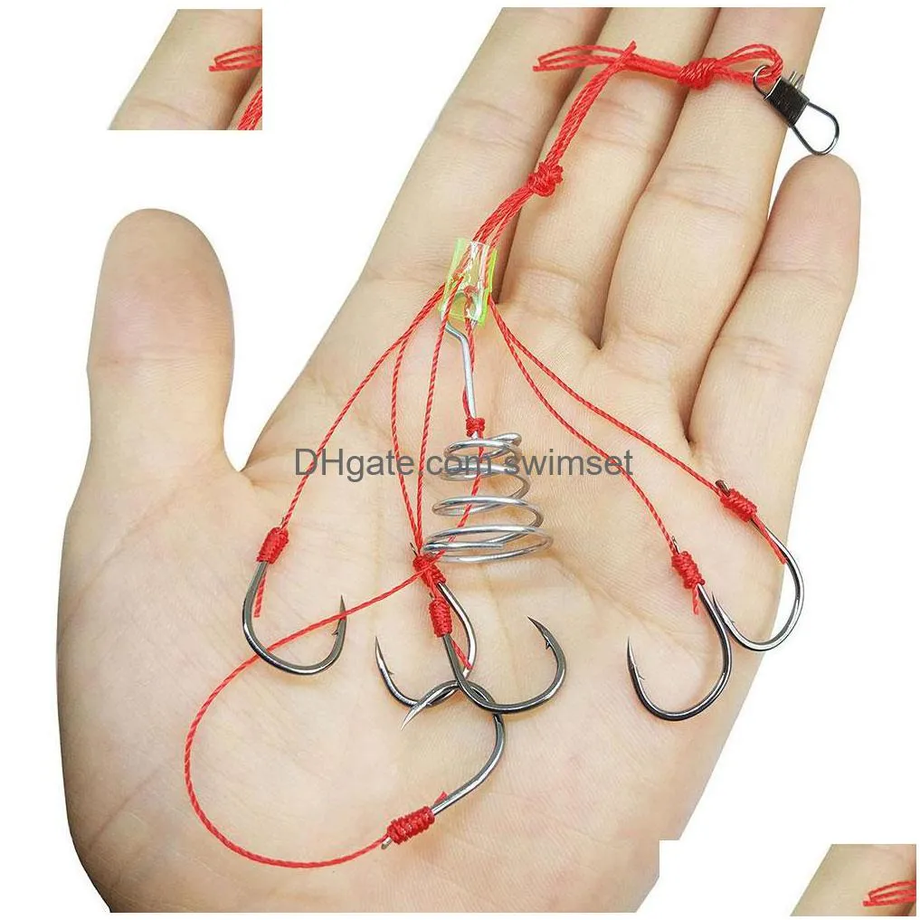 Fishing Carp Hooks Powerf Explosion Stainless Steel Heavy Duty Nylon Deepwater Hook Bait Trap System Drop Delivery Dhzno