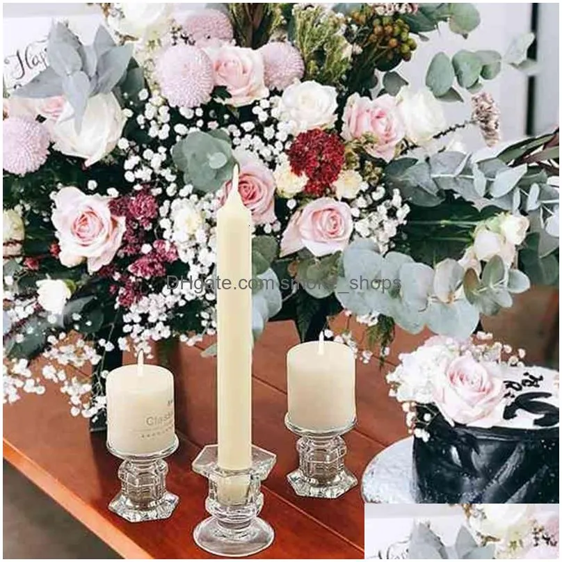 candle holders 8pcs glass wedding stick fine transparent crystal stand dining home decoration 230420