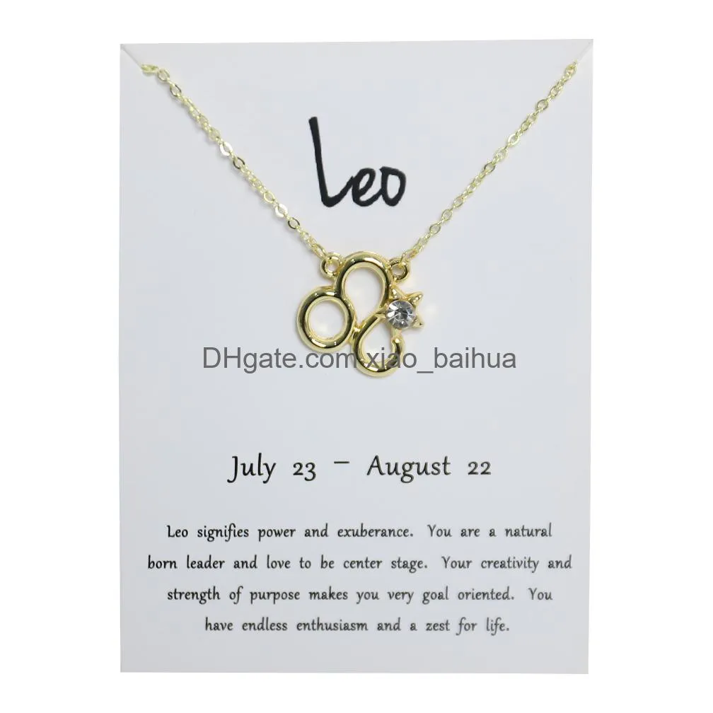 Pendant Necklaces Ins Style Minimalist Accessory Design Sense 12 Constellation Zodiac Sign Necklace Horoscope Jewelry Galaxy Libra Ast Otk7M