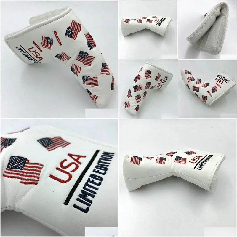 New Arrival PU Leather USA Flag Limited Edition Golf Club Blade Putter Head Covers Headcover Christmas Birthday Business Gift