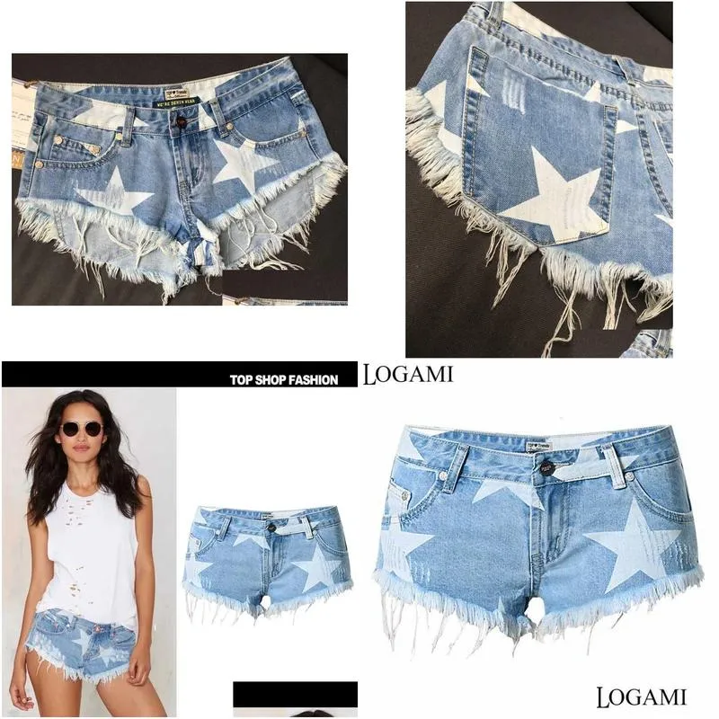 Women`S Shorts Women S Y Mini Short Jean Summer Curto Star Print Tassel Beach Denim Vacation Club Irregar Pantaloncini 230720 Drop De Dh8Kw