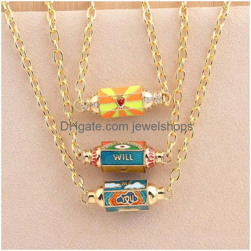 Pendant Necklaces Voleaf Hip-Hop Enamel Personality Evil Eye For Women Fashion Jewelry Vne143 Drop Delivery Ote3Q