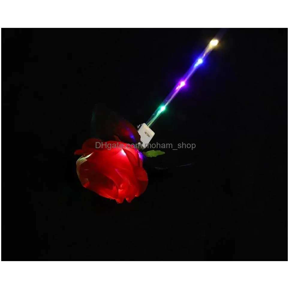 led light up bouquet flowers flashing glowing rose wand sticks wedding deocr valentines day party memorial gift