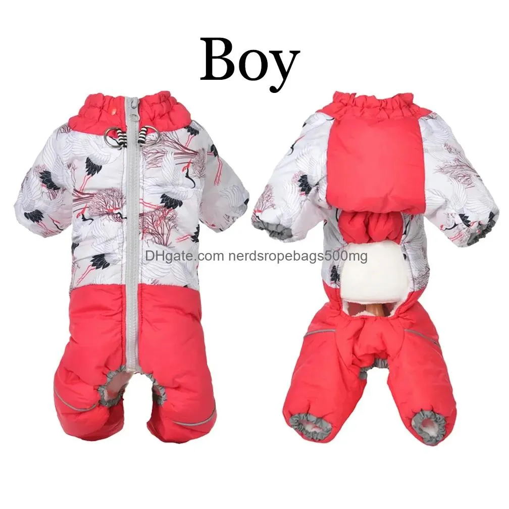 Dog Apparel Rompers Winter Puppy Coat Windproof Warm Pet Jumpsuits For Small Dogs Maltese Pomeranian Overalls Male Female Clothing Out Dh79Q