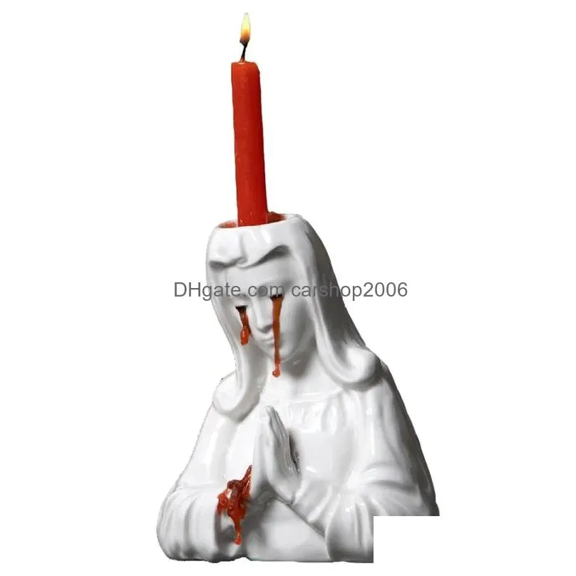 candle holders strange home deocr candlestick creative weeping mary holder resin decoration ornaments crafts