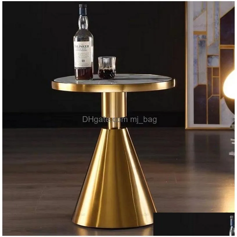 Living Room Furniture Contemporary Design Round Gold Stainless Steel Marble Top Bistro Table Coffee Pub For El Club Cafe8445508 Drop D Dhlez