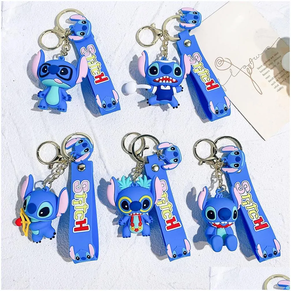 Cartoon Cute Animation Blue Dragon Jewelry KeyChain Backpack Key Ring Accessories Hanger Multi colors