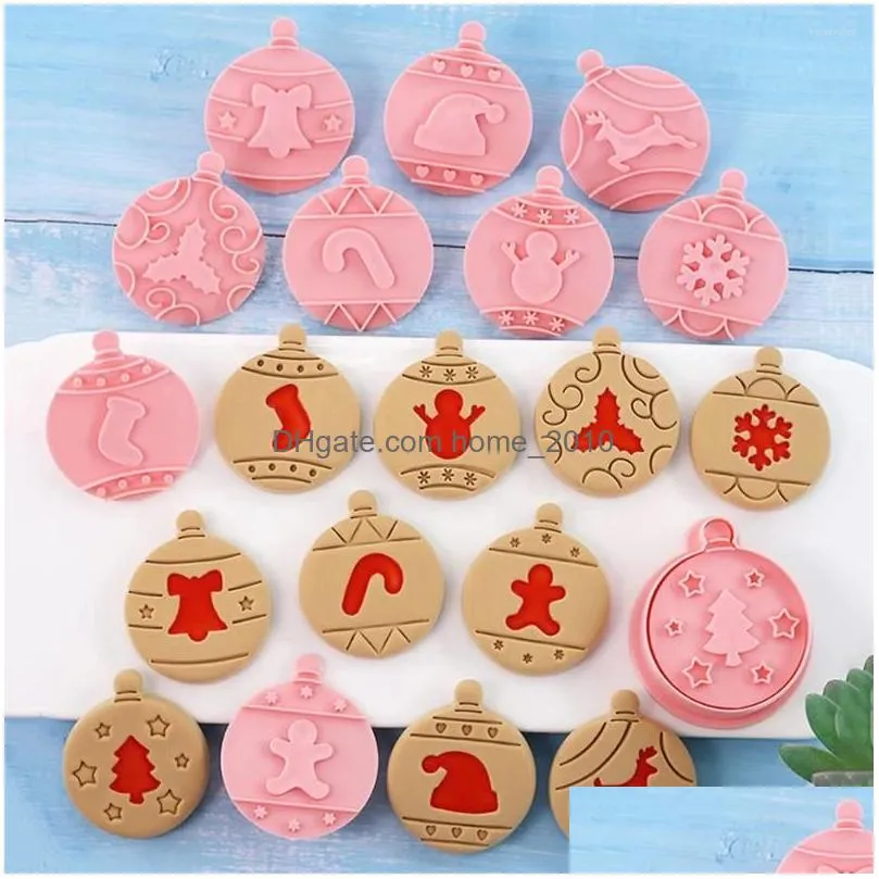 baking moulds 10pcs christmas cookie cutter cartoon stamp mold ball deer party decoration diy kitchen biscuit bakeware