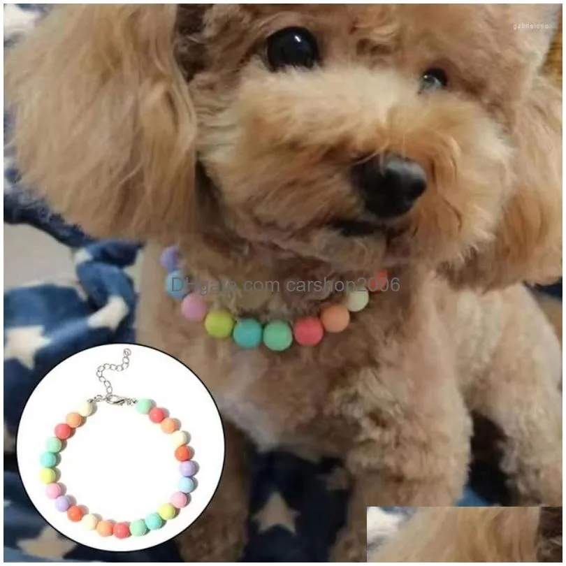 Dog Collars Leashes Pet Pearls Necklace Collar Rhinestons Bone Charm Puppy Jewelry Accessories For Female Dogs Cats Small Medium Dr Dhwma