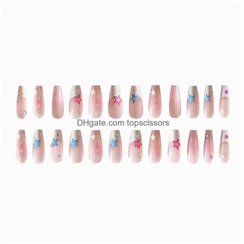 False Nails Cartoon Pink White Artificial Charming Comfortable To Wear For Daily Everyday Wearing Drop Delivery Dhsgd