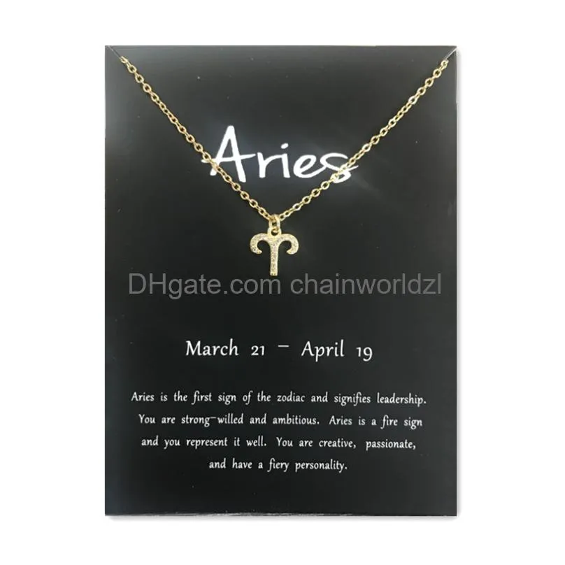 Pendant Necklaces 12 Constellation Zodiac Sign Necklace Horoscope Zircon Stainless Steel Jewelry Galaxy Libra Astrology Gift With Reta Oto8W