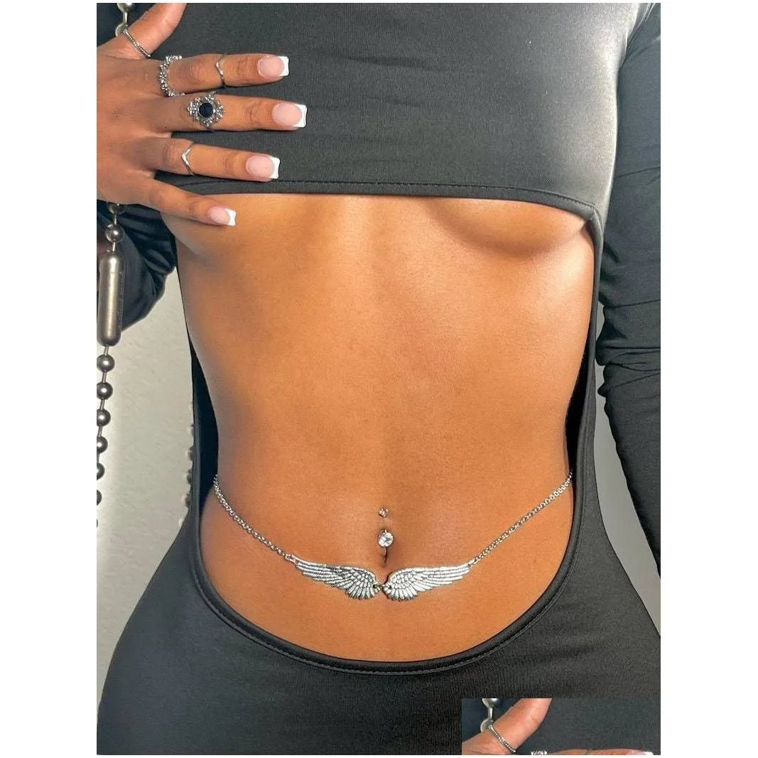 Other Fashion Accessories Y Angel Wings Body Bikini Necklace Belly Beach Jewelry Girl Waist Beads For Women 230908 Drop Delivery Dhdqf