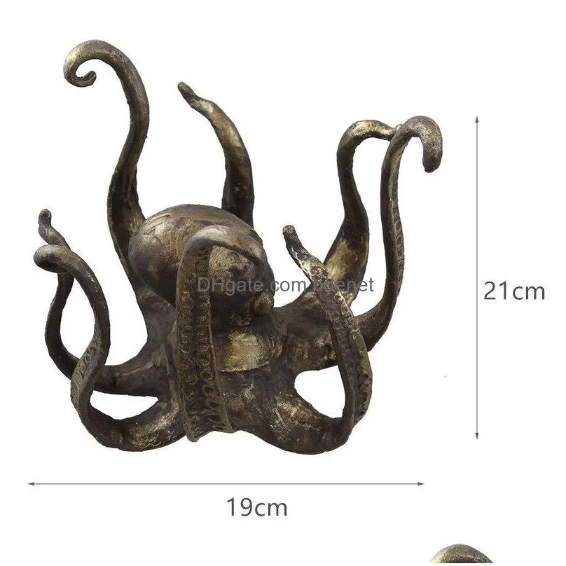 Decorative Objects & Figurines Octopus Mug Holder Tea Cup Large Resin Table Topper Statue Desktop Home Decoration Drop Delivery Garden Dhsmd