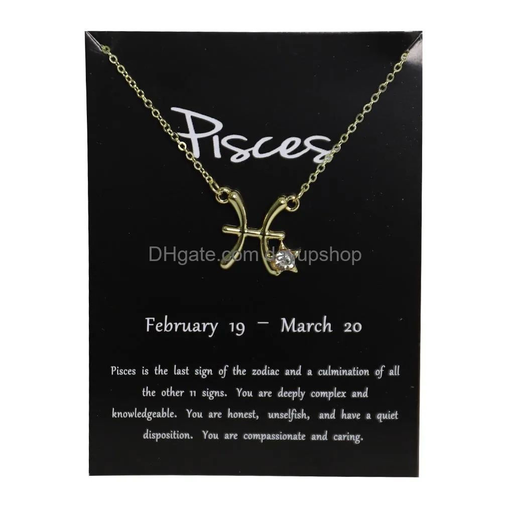 Pendant Necklaces Ins Style Minimalist Accessory Design Sense 12 Constellation Zodiac Sign Necklace Horoscope Jewelry Galaxy Libra Ast Dhibc
