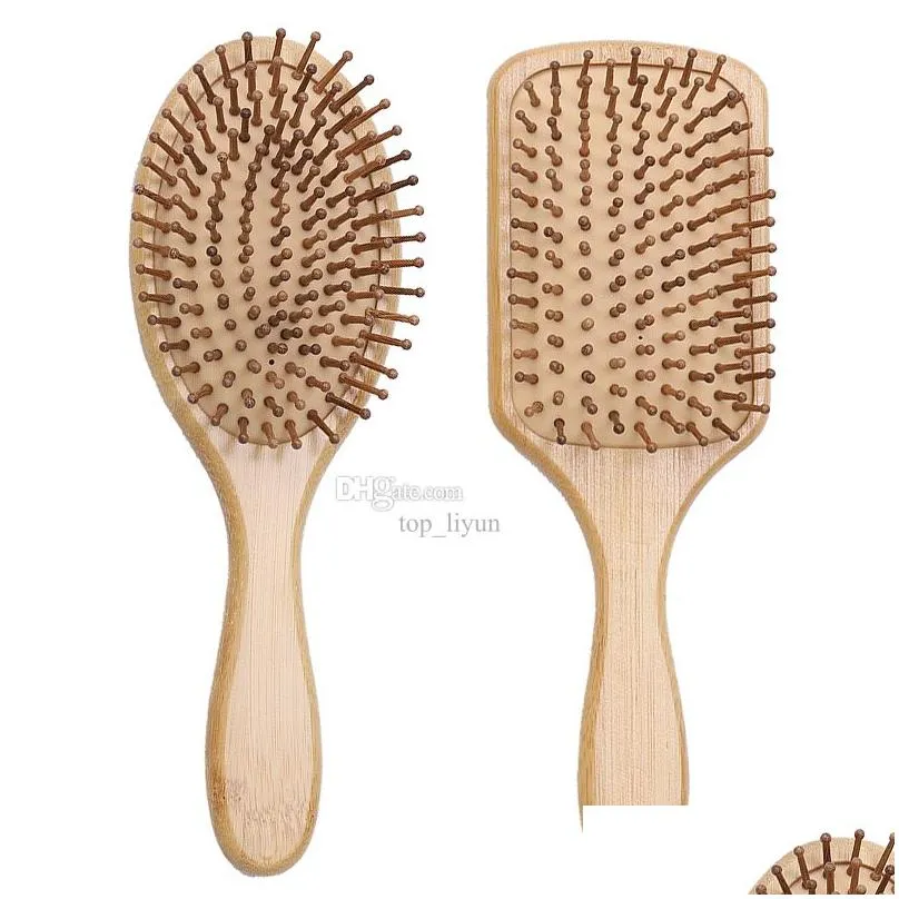 NEW Wooden Bamboo Hair Comb Healthy Paddle Brush Hair Massage Brush Hairbrush Comb Scalp Hair Care Combs Styler Styling Tools