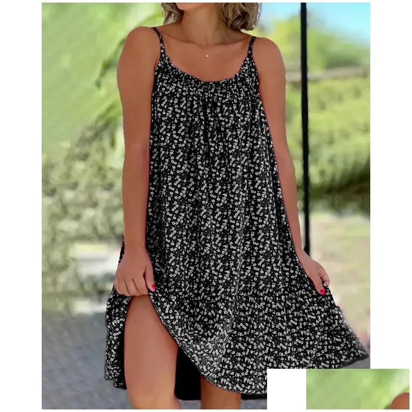Urban Sexy Dresses Party Summer Floral Strap Aline Fashion Y Plus Size Sleeveless Plover Casual Loose Round Neck S5Xl 230508 Drop Del Dh90T