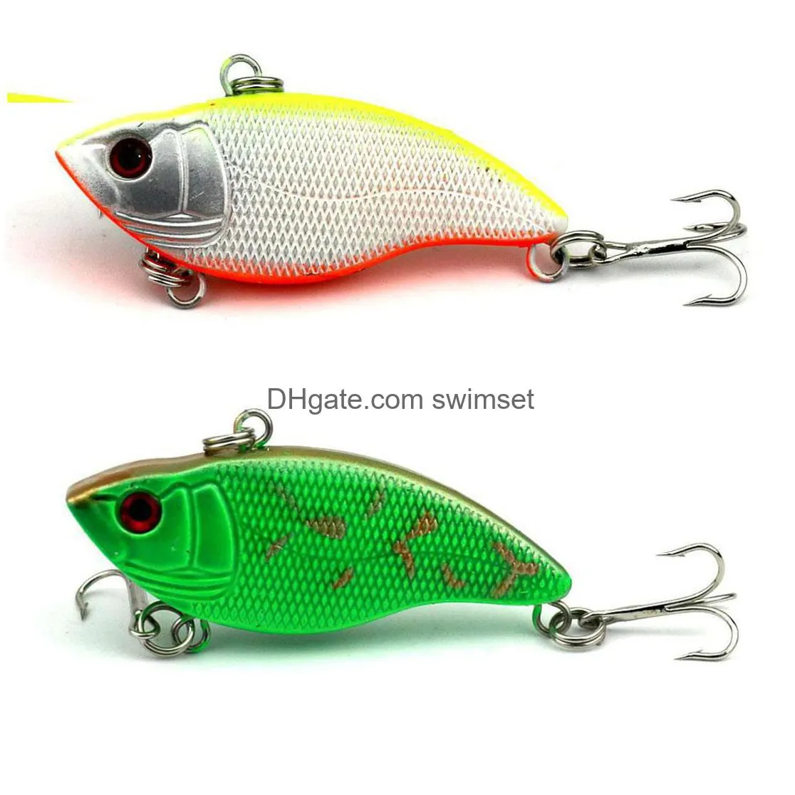 50Pcs The New Design Painting Fishing Lure 5.5Cm/2.16In 9.1G/0.35Oz Vib Bait 5 Color Crankbait Tackle Drop Delivery Dhh5E