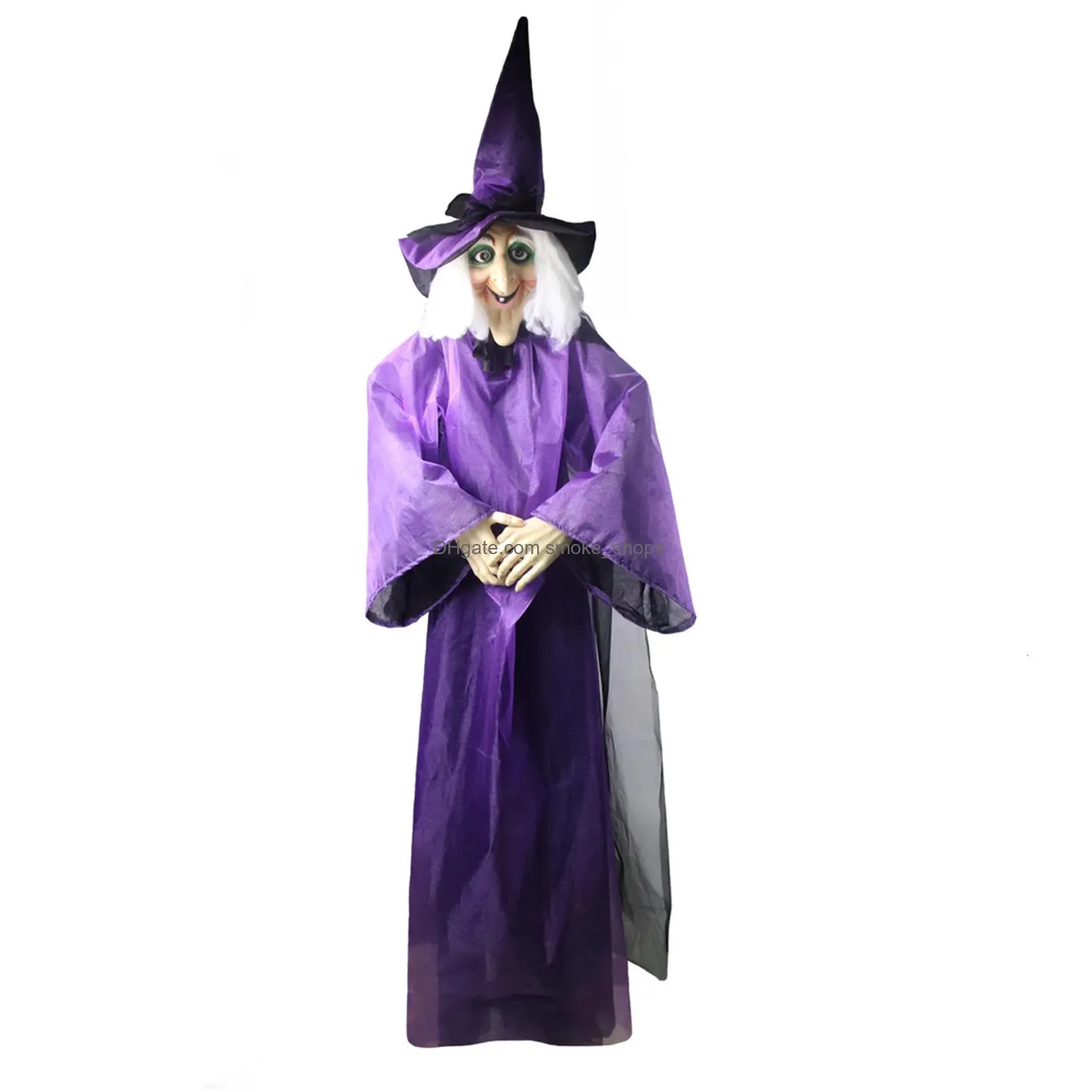 party masks halloween decor animated purple witch hanging house prop decorations led eyes 230802