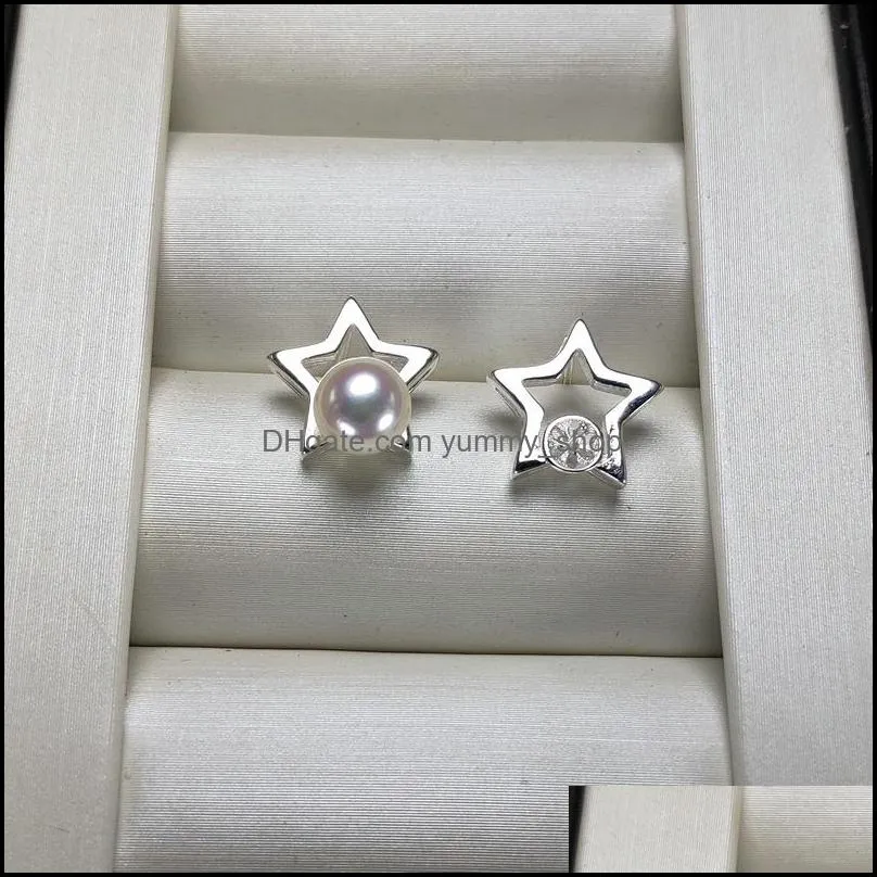 Jewelry Settings S925 Sterling Sier Stud Earrings Fashion Diy Pearl Setting For Women Blank Wedding Gift Drop Delivery Dhgarden Dhsxf