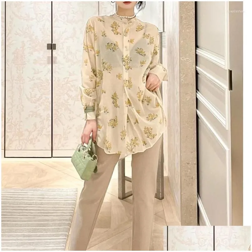 Women`s Tracksuits 2023 Summer Women Fashion Floral Shorts Sets Long Sleeve O-neck Blouse Lace Lady Delicate Elegant Flower Printed