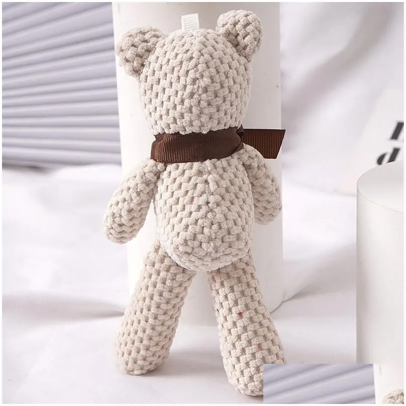 16CM Bear Stuffed Plush Toys Baby Cute Dress Key pendant Pendant Dolls Gifts Birthday Wedding Party Decor D22