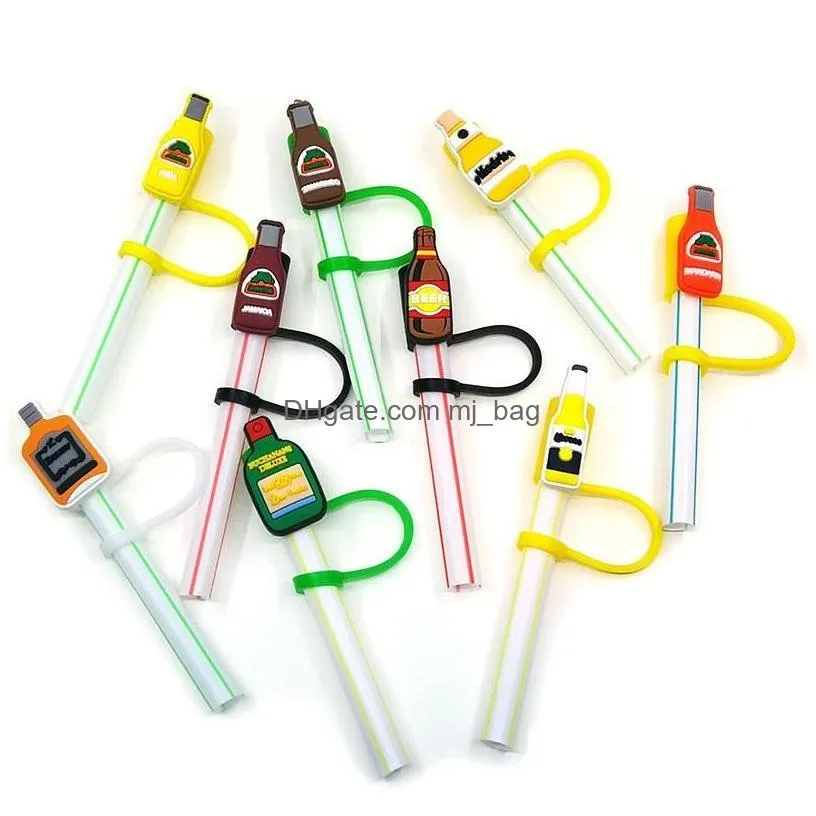 Drinking Straws Sts Custom Mexican Style Soft Sile St Toppers Accessories Er Charms Reusable Splash Proof Dust Plug Decorative 8Mm Par Dhwur
