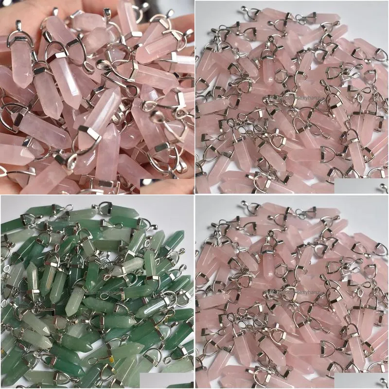 Other Natural Stone Rose Quartz Shape Charms Point Chakra Pendants For Jewelry Making Wholesale Drop Delivery Body Dhafc