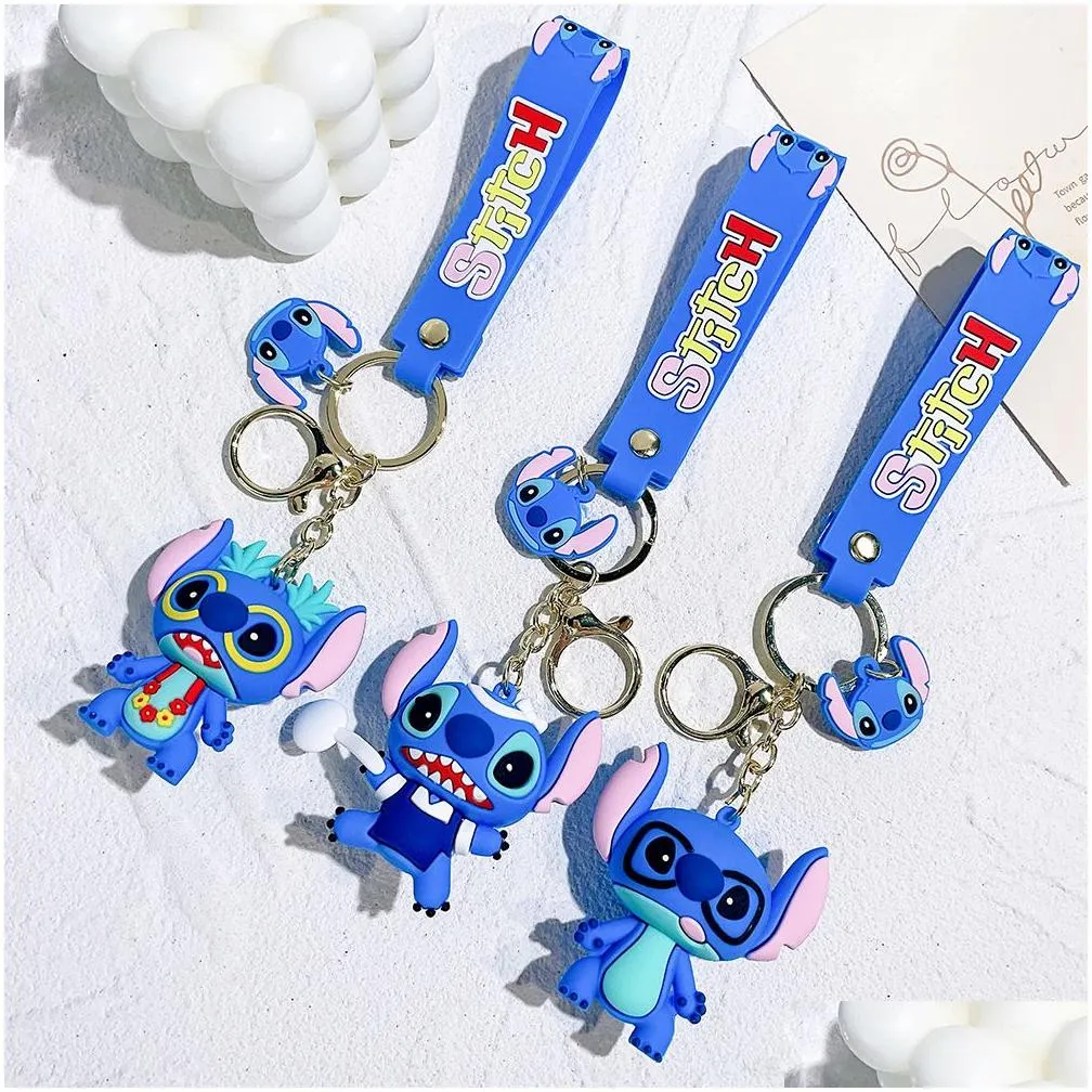 Cartoon Cute Animation Blue Dragon Jewelry KeyChain Backpack Key Ring Accessories Hanger Multi colors