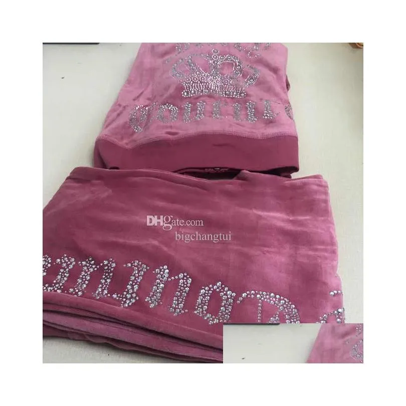 Juicy  Women`s Tracksuits 2023 Summer Brand Sewing 2 piece sets Velvet Velour Women Track Suit Hoodies And Pants Met Advanced Design