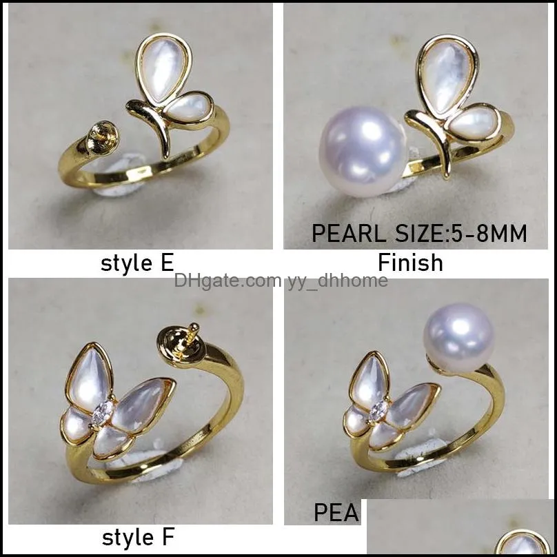 Jewelry Settings Shell Ring Freshwater Pearls Rings For Women Pearl Finger Fashion Adjustable Size Jewellery Gift Accessorie Dhgarden Dhhqw