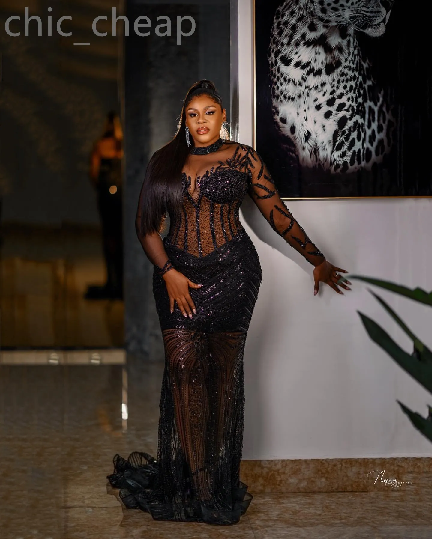 2024 Aso Ebi Black Mermaid Prom Dress Sequined Lace Beaded Evening Formal Party Second Reception 50th Birthday Engagement Gowns Dresses Robe De Soiree ZJ328