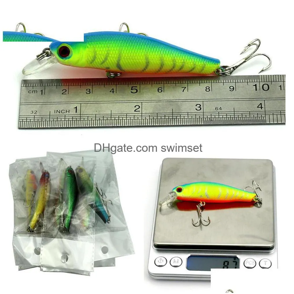 10 Pieces/Lot 8.5Cm/3.35In 8.9G/0.314Oz Sea Rock Fishing Lures Bass Jig Minnow Baits Crankbait Hook Drop Delivery Dhjuu