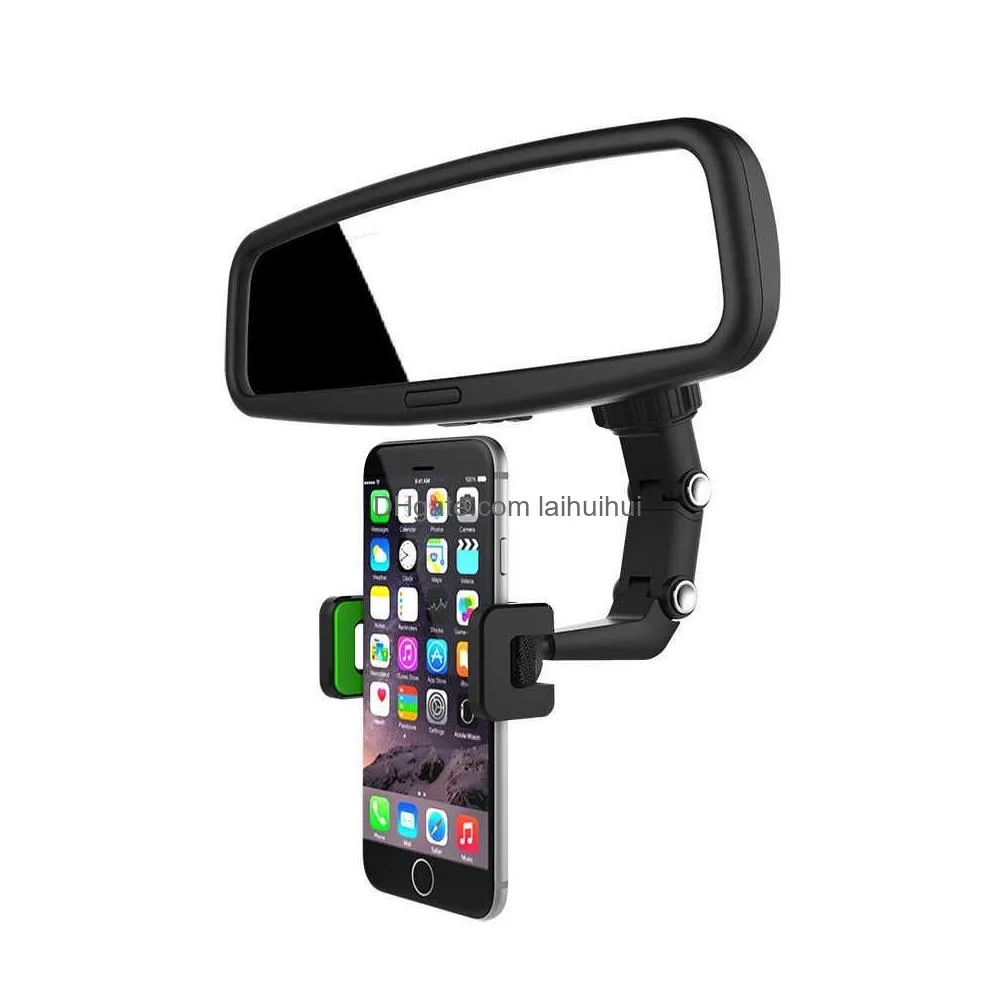 universal rotate 360 degrees car rearview mirror suspension mount phone holder for smartphone gps car mirror phone holder