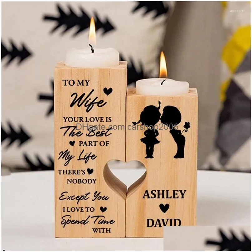 candle holders to my wife i love you holder personalized couple names wooden heart candleholder gift from husband