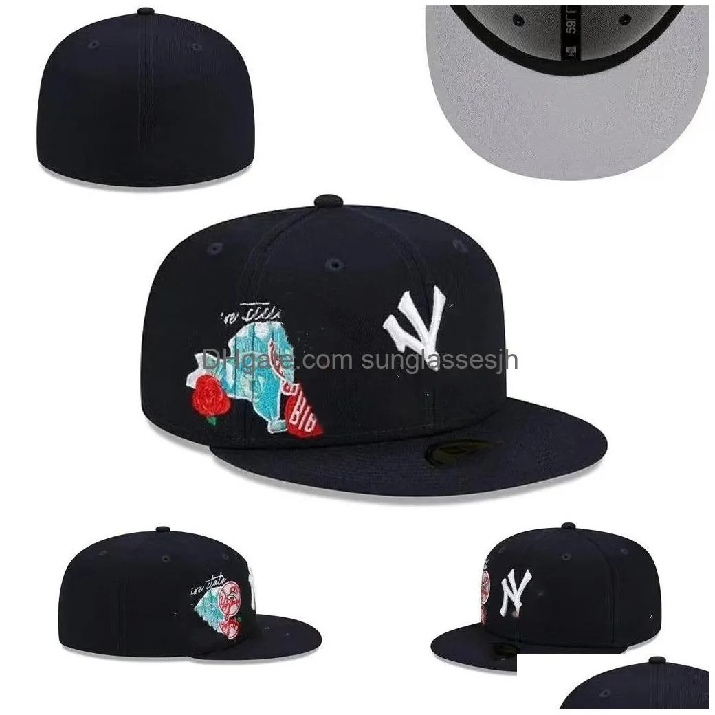 Ball Caps Fitted Hats Baseball Mens Hat Designer All Teams Logo Cotton Embroidery Era Cap Snapbacks Street Outdoor Sports Sizes Mixe Dhr8E