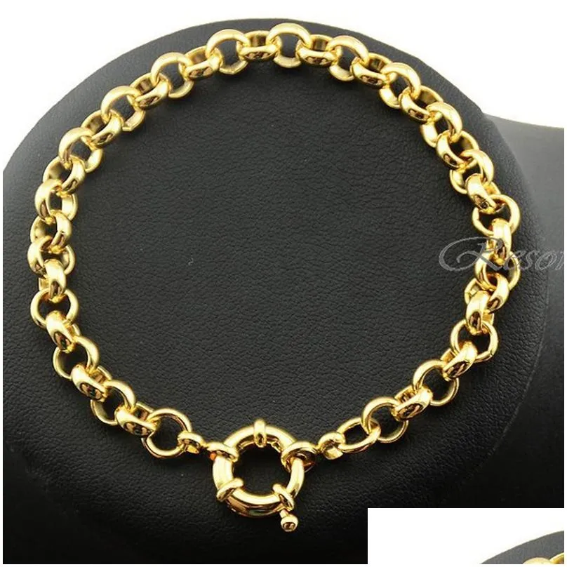 Chain Gold Color Belcher Bolt Ring Link Men Women Solid Bracelet Jewllery In 1824Cm Length 230710 Drop Delivery Dhixq